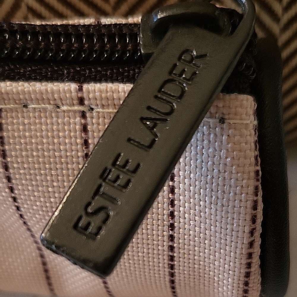 Estee Lauder Beige & Espresso Handbag with Bonus Cosmetic Pouch! - Picture 5 of 11